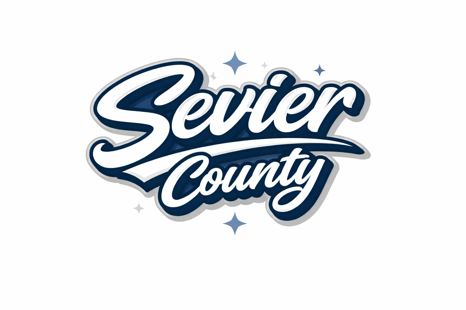 Sevier County logo with stylish typography and stars