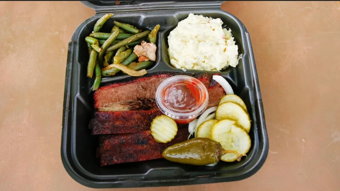 Texas-style brisket platter with sides