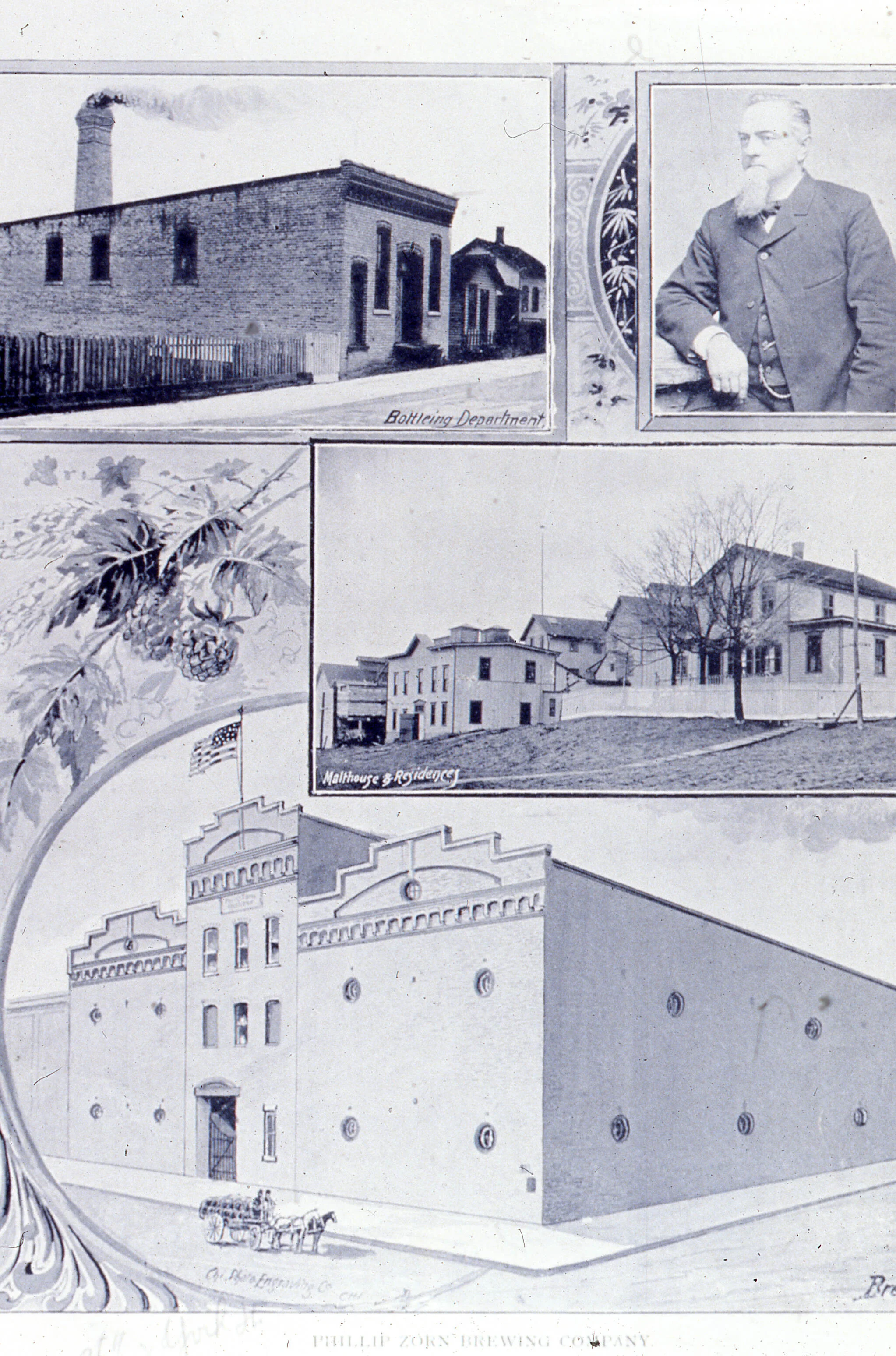 Historic image of Phillip Zorn Brewing Company and its facilities
