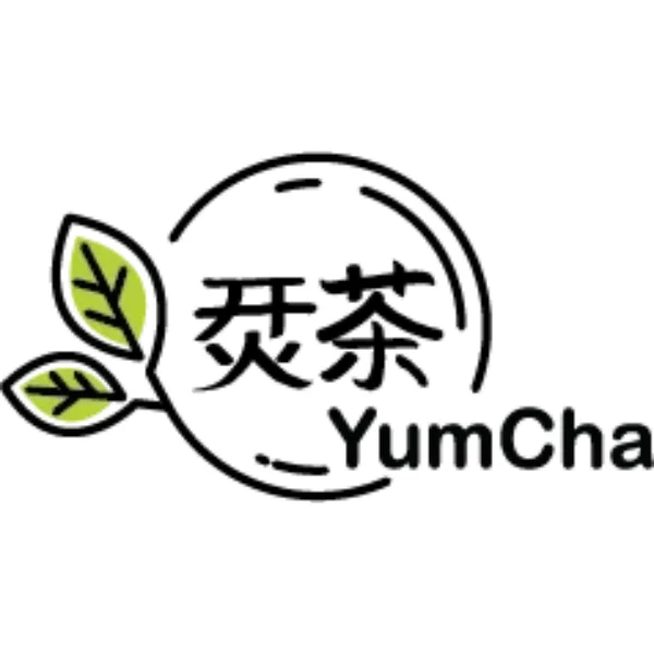 YumCha restaurant logo with Chinese typography and green tea leaves