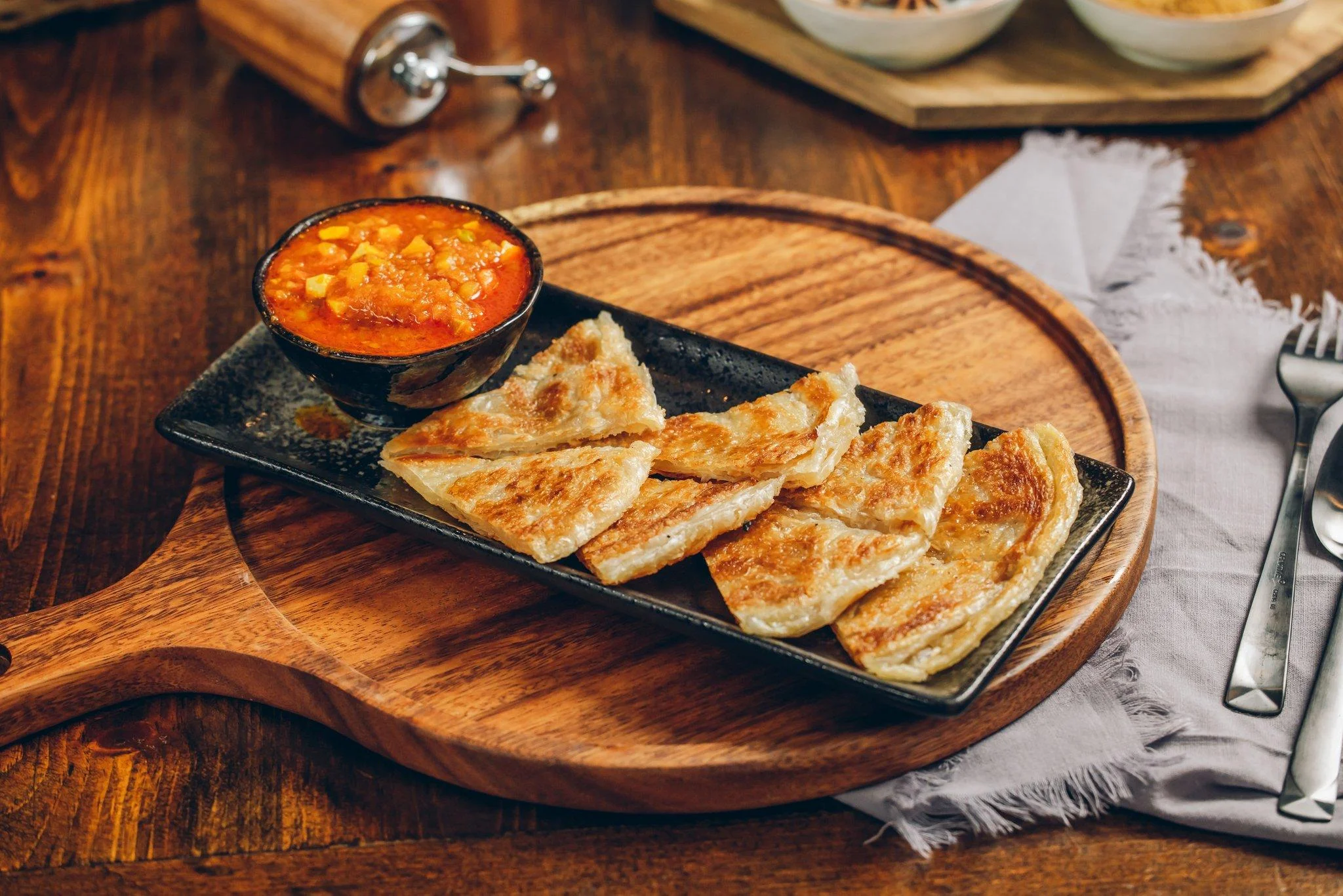 Palata with Vegetarian Curry Dip
