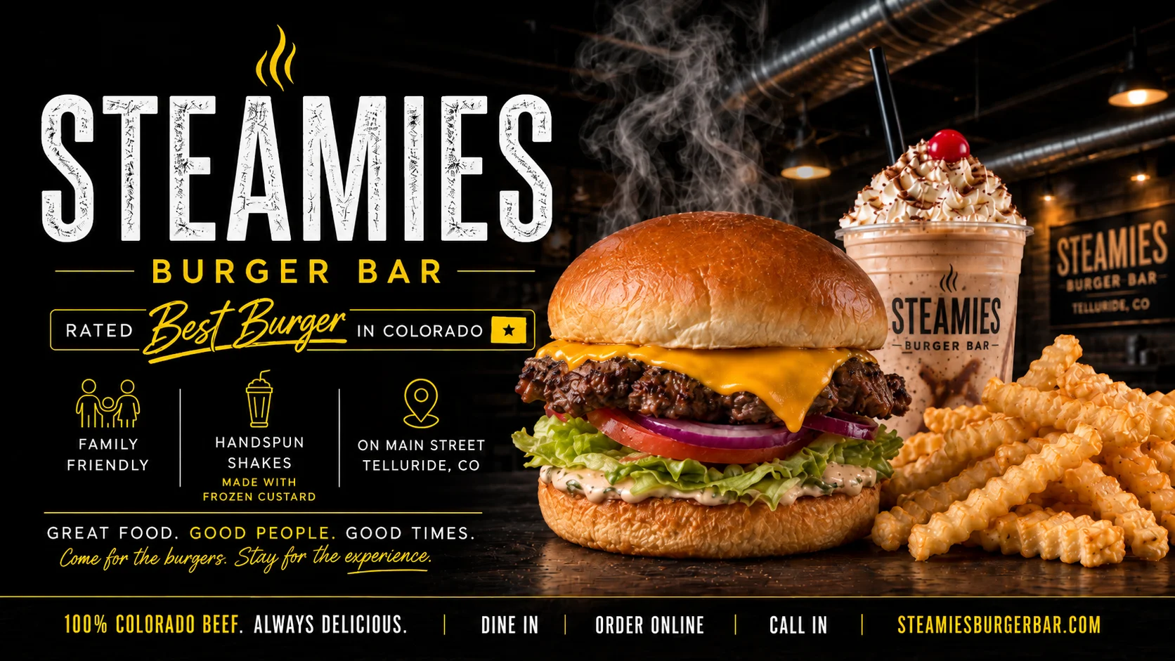 Banner featuring delicious steamed dishes from Steamies restaurant.