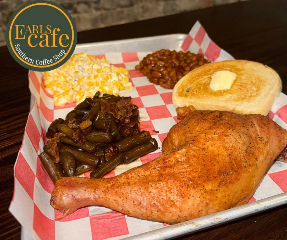 Southern-style smoked chicken platter with sides
