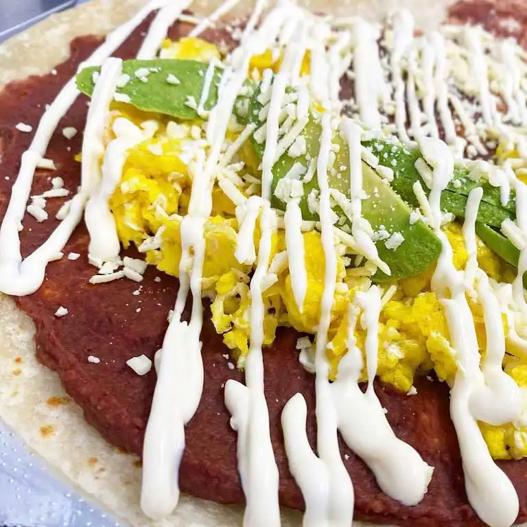 Beans and Avocado on a Tortilla