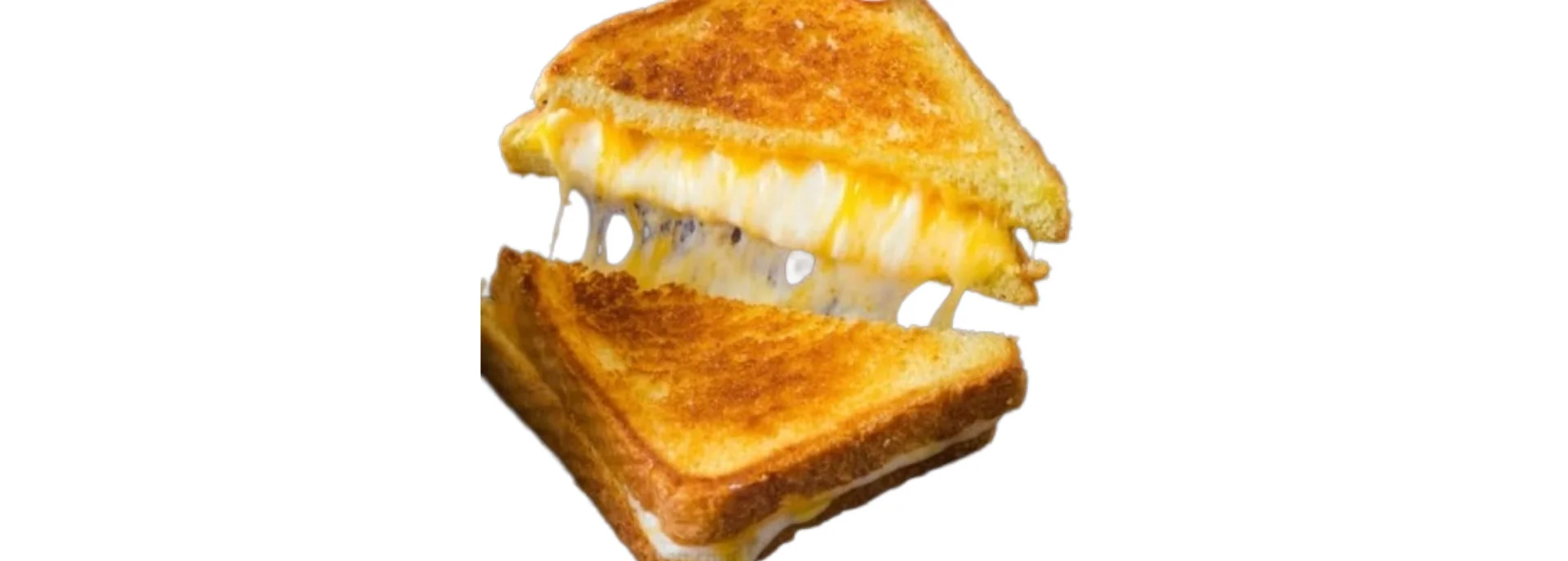 Melted cheese oozing from a perfectly toasted grilled cheese sandwich.