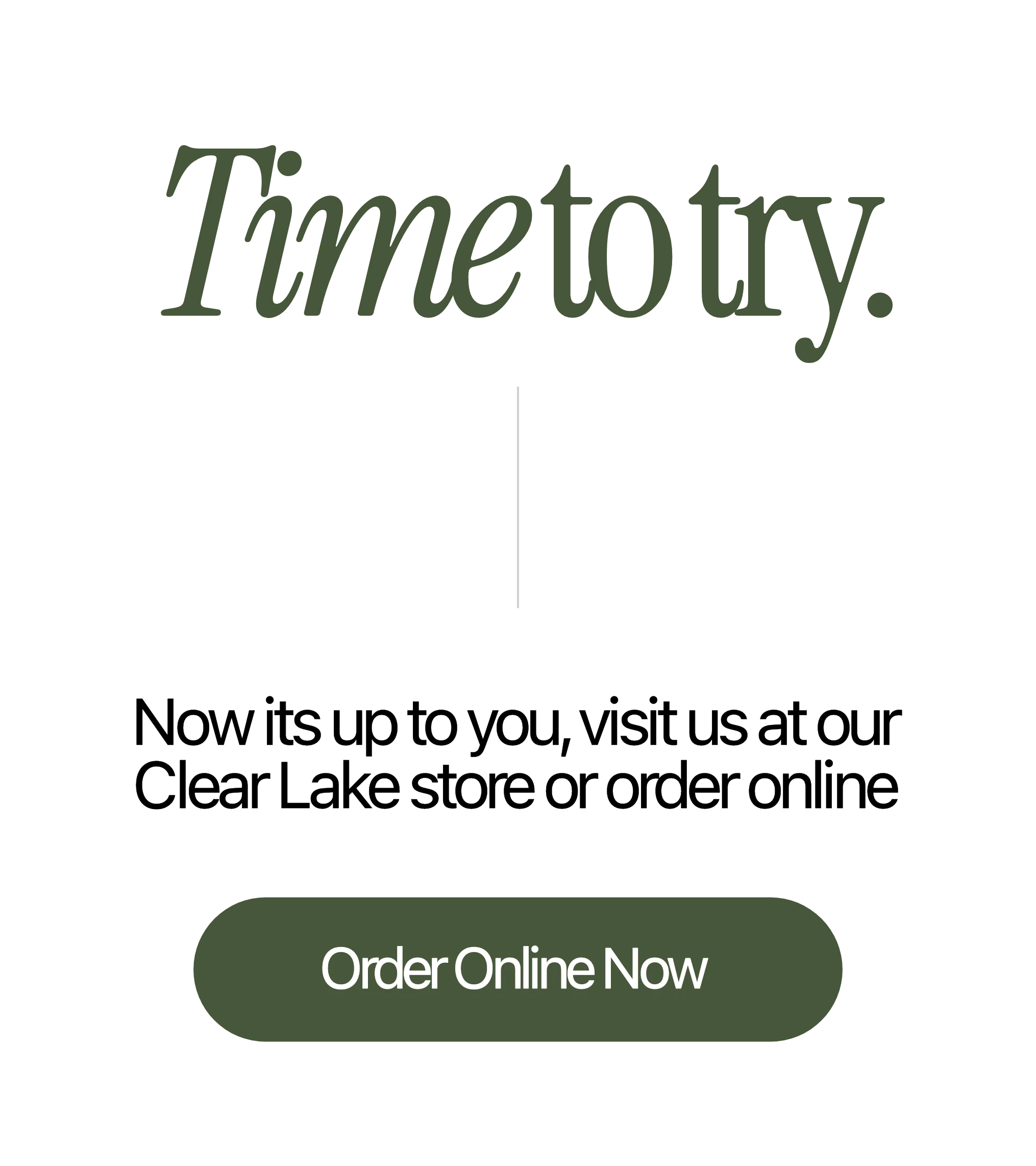 Typography graphic promoting online ordering for a Clear Lake restaurant