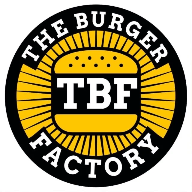 Logo of The Burger Factory featuring a stylized burger design