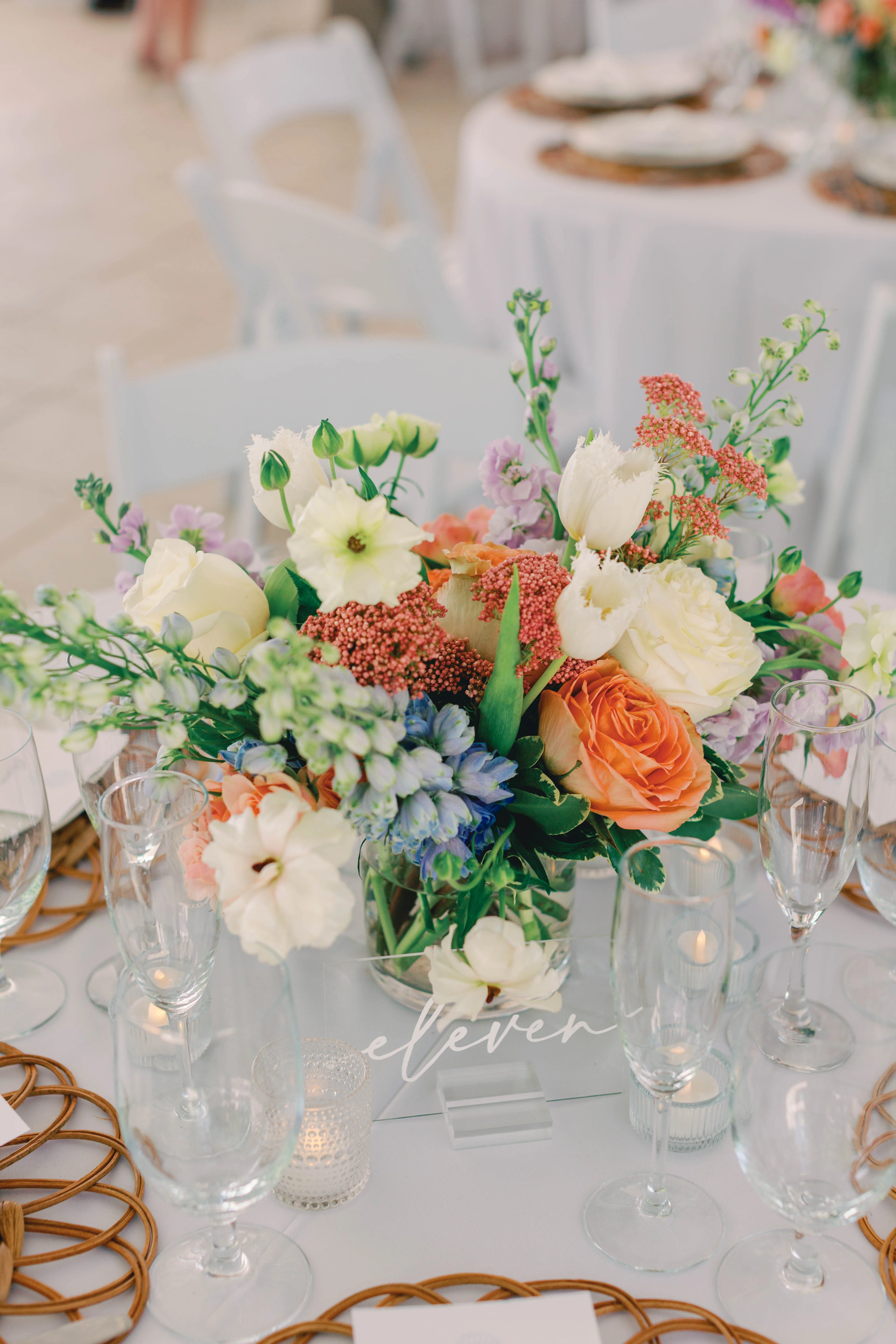 Elegant floral centerpiece on a dining table