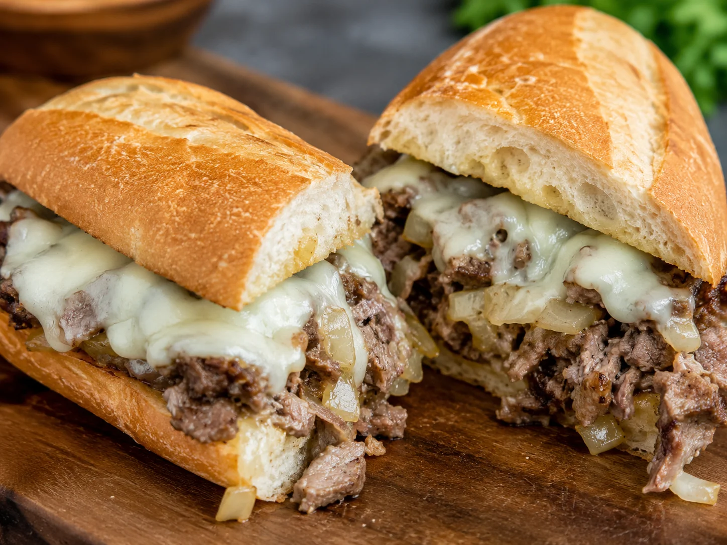 Classic Italian beef sandwich with melted cheese