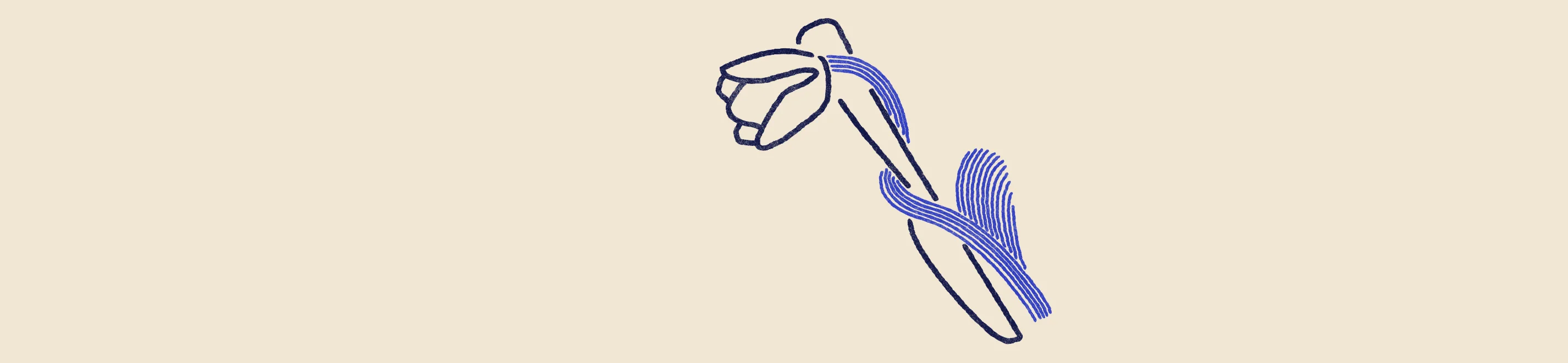 Minimalist line drawing of a flower on a beige background