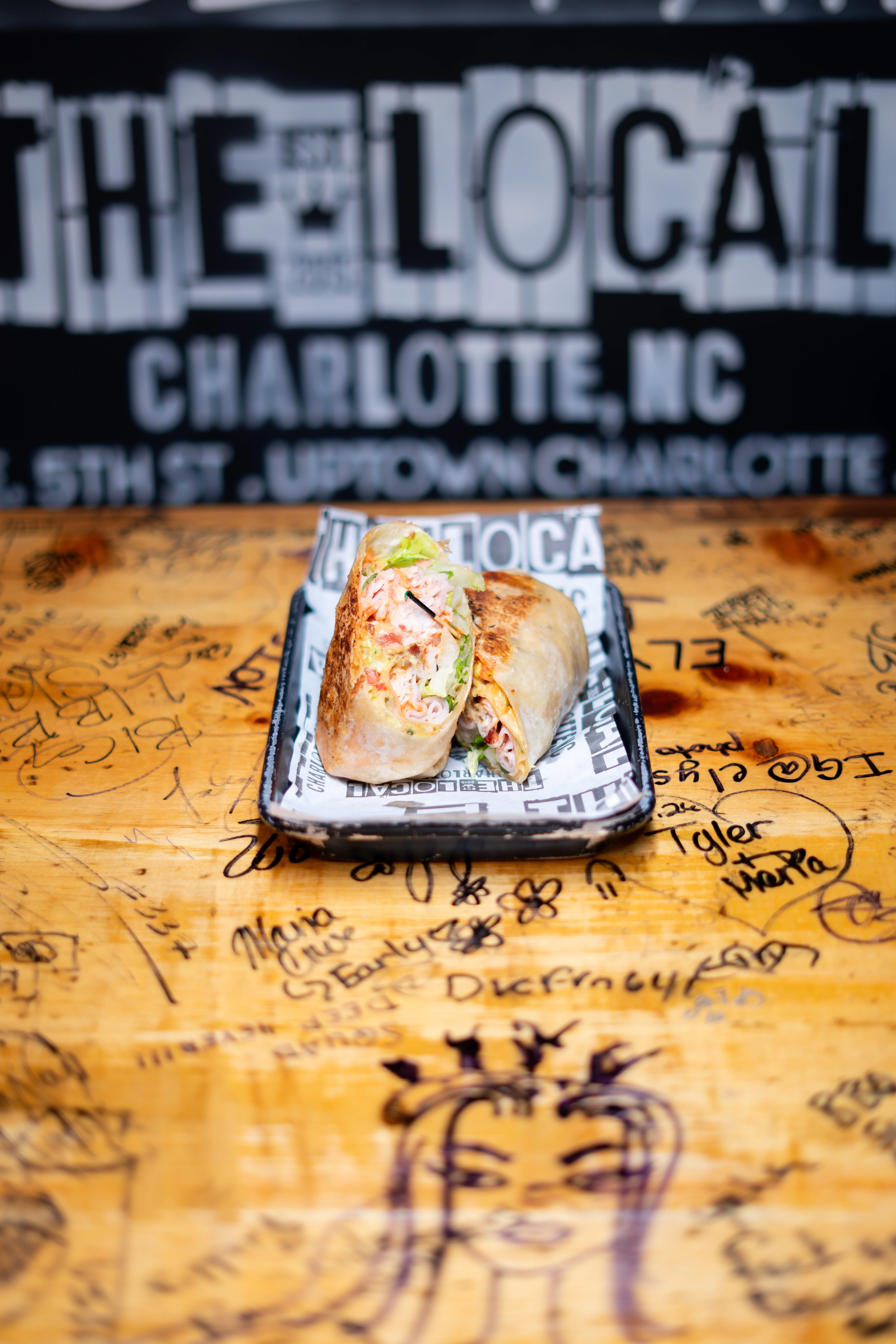 Delicious wrap sandwich served in a vibrant restaurant setting