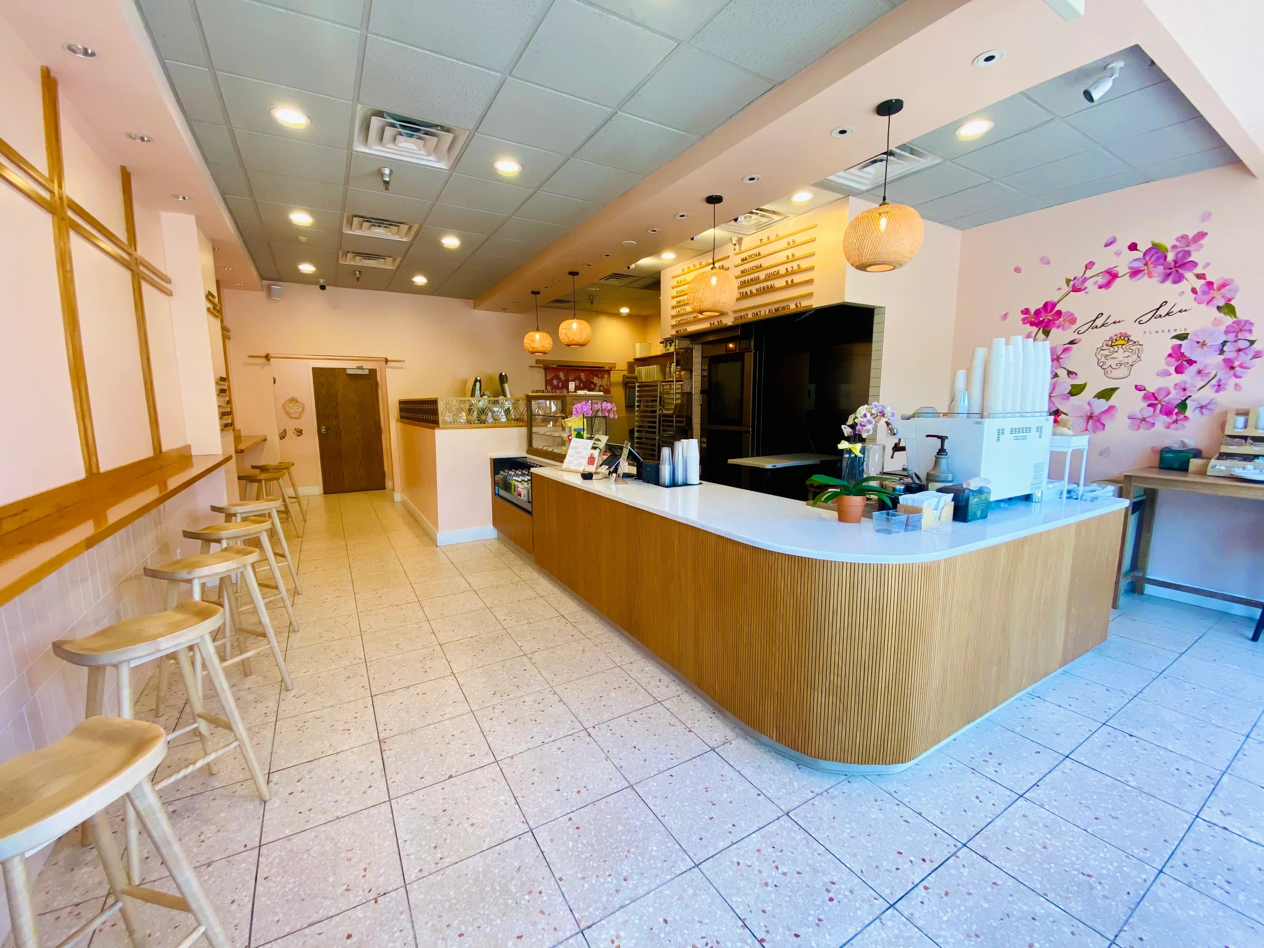 Cozy restaurant interior with modern decor and seating
