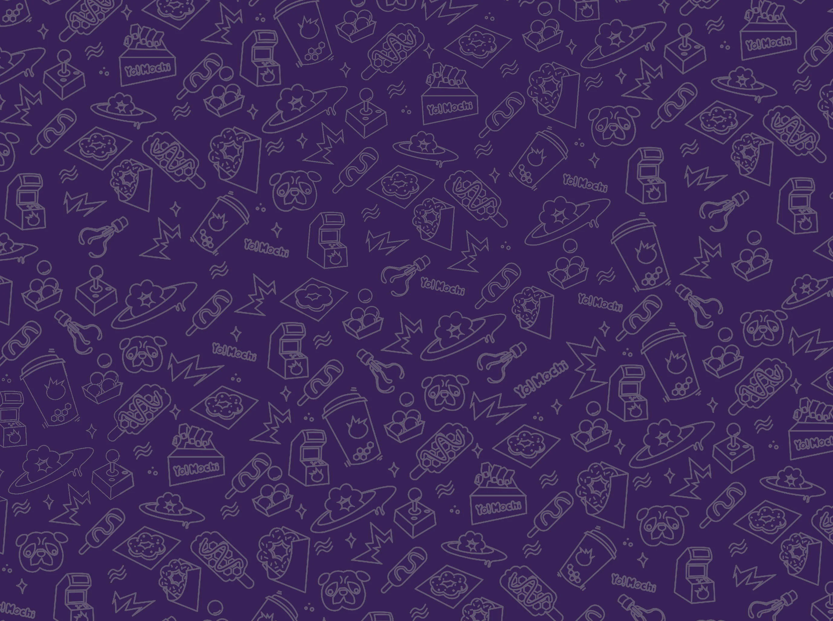 Colorful pattern featuring playful food and gaming icons