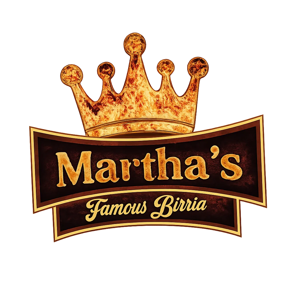 Logo of Martha's Famous Birria with a crown design