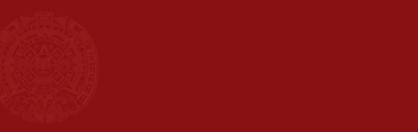 Cultural design featuring ancient symbols on a rich red background