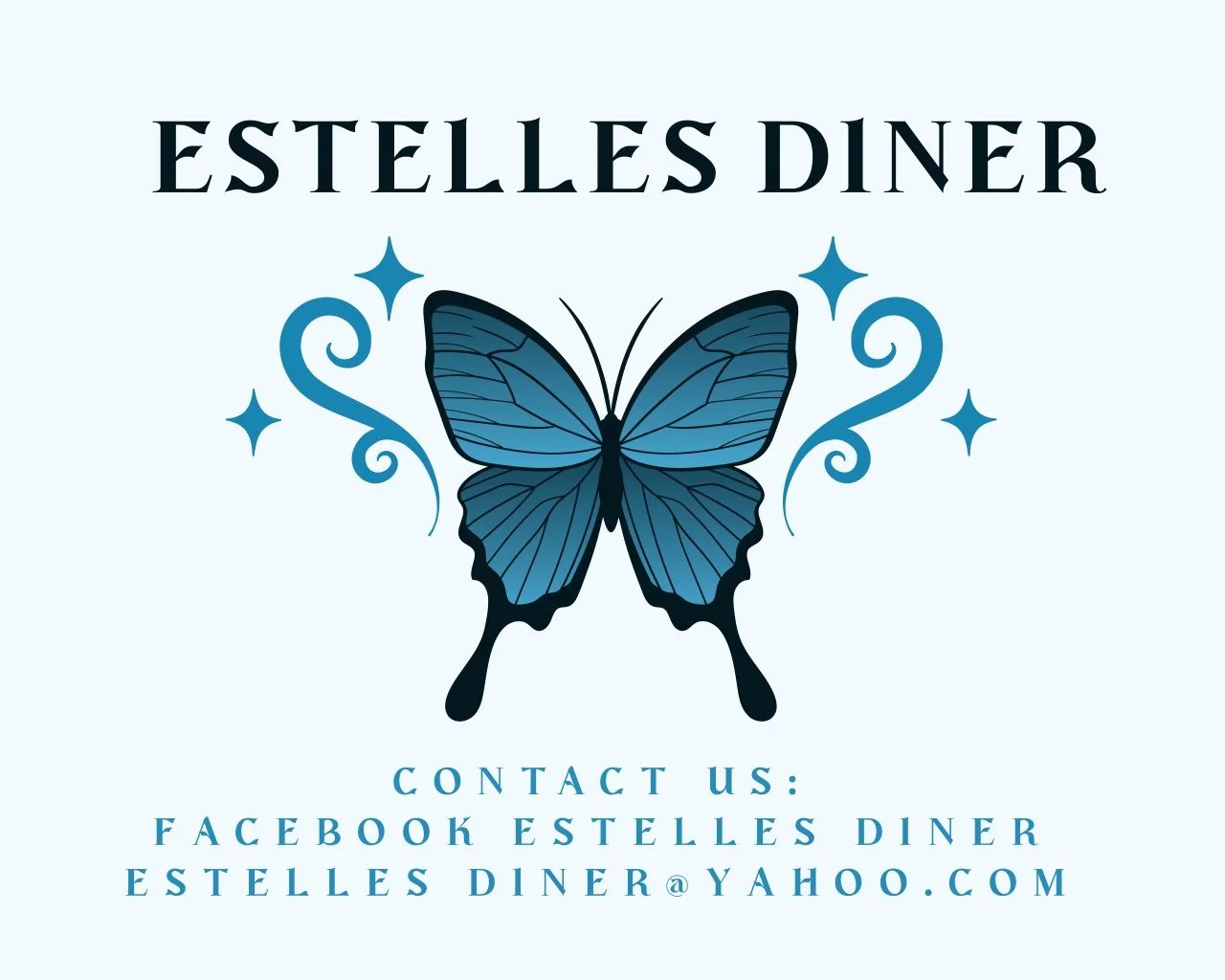 Logo of Estelles Diner featuring a blue butterfly design