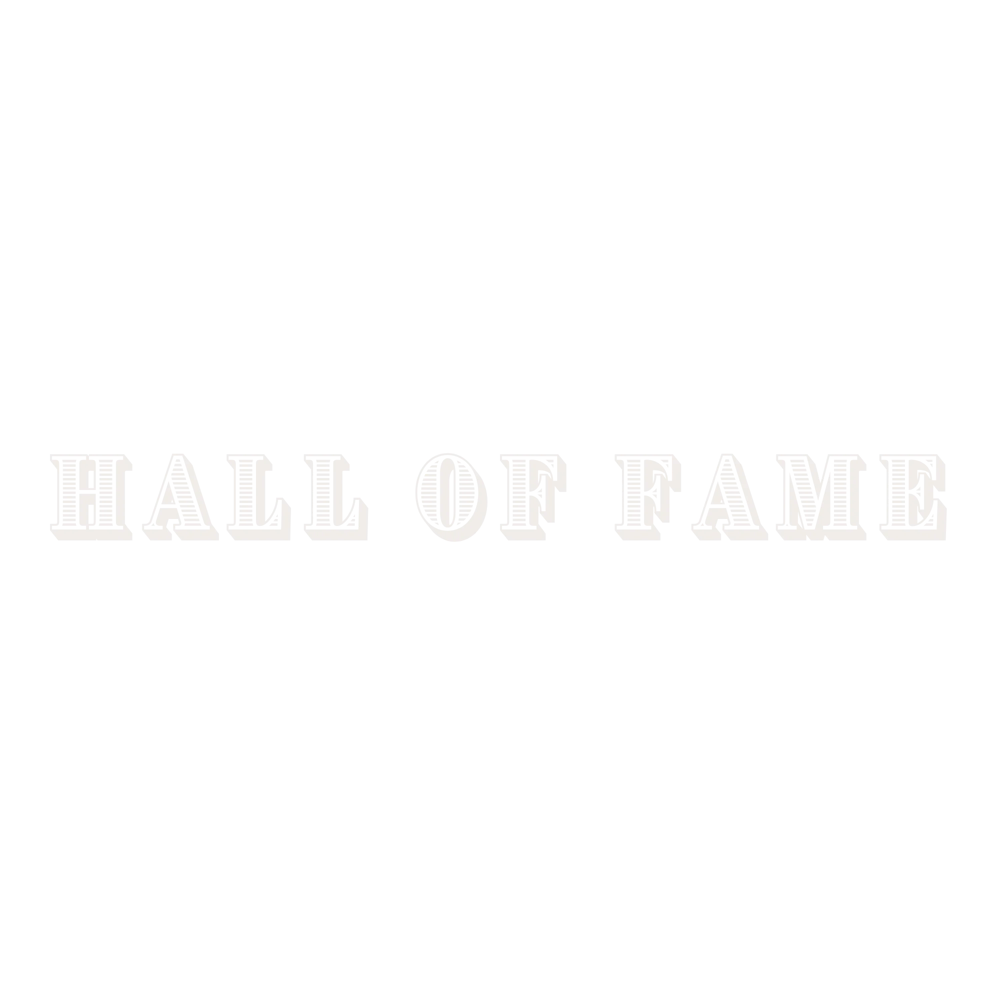 Text graphic reading 'Hall of Fame' on a black background