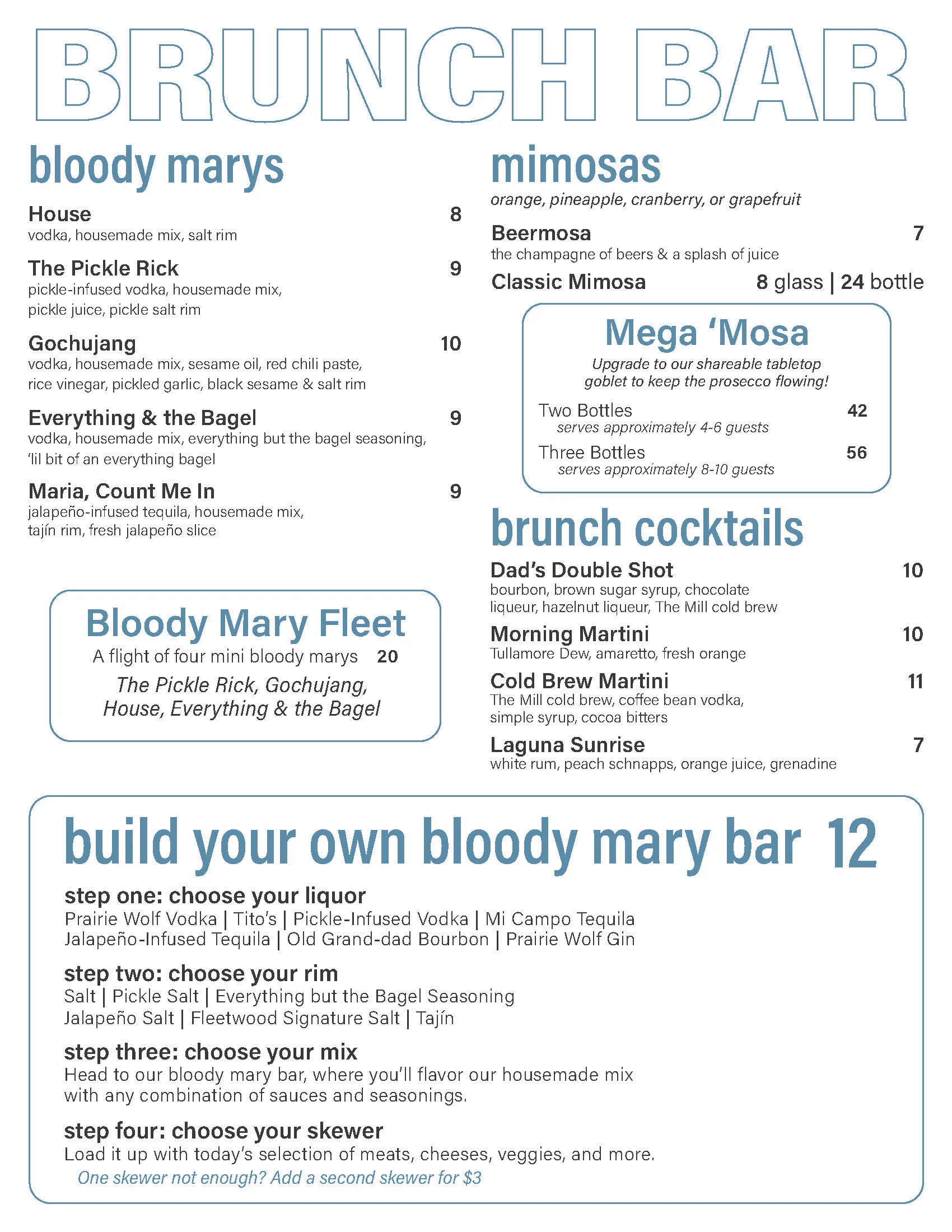 Brunch Drink Menu