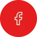 Facebook logo on a red background