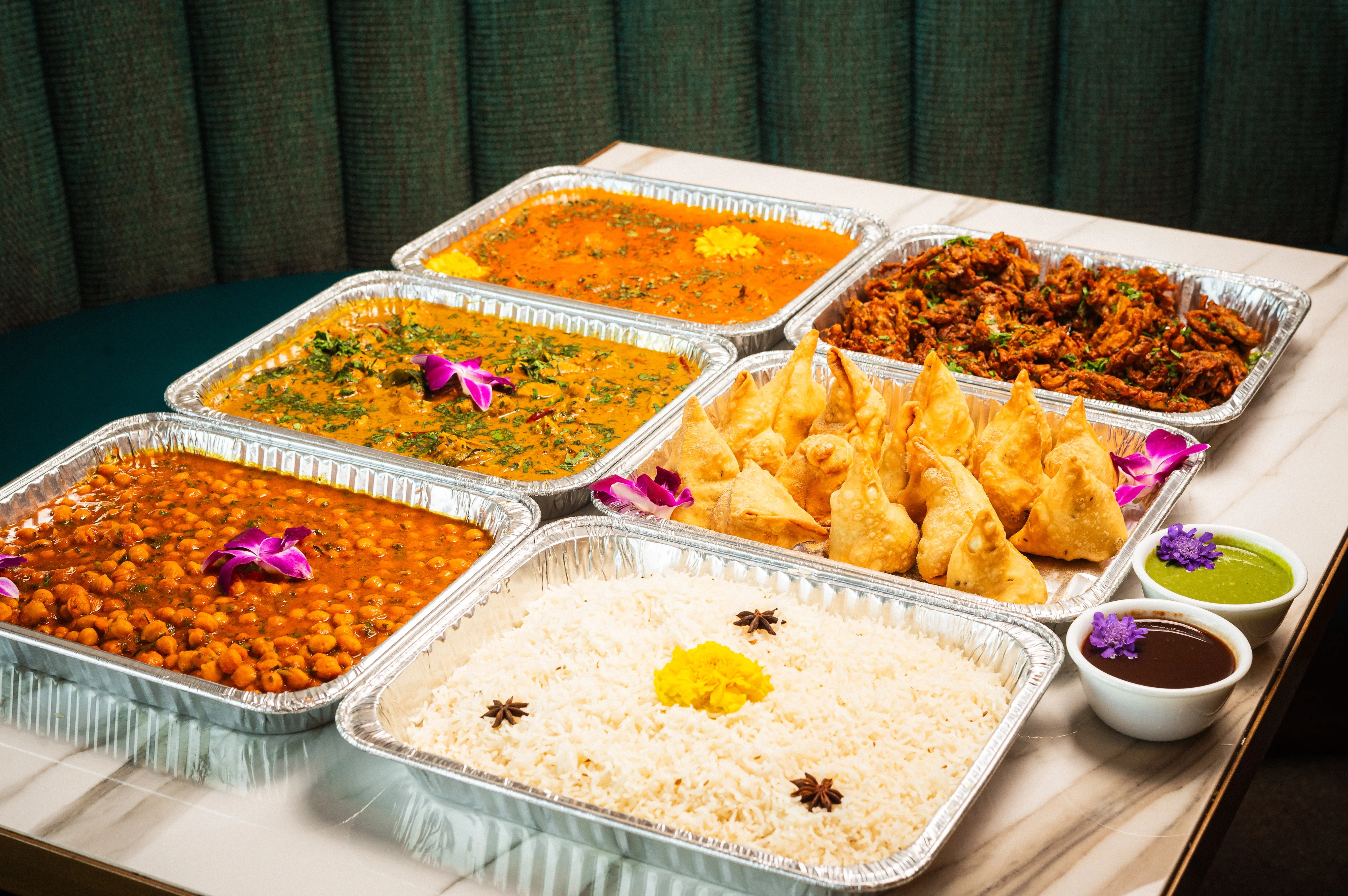 Top Indian catering in Las Vegas by Naan & Curry — full-service Indian restaurant offering butter chicken, biryani, samosas, tikka masala, and vegetarian dishes in catering trays for weddings, corporate events, and parties across Las Vegas.