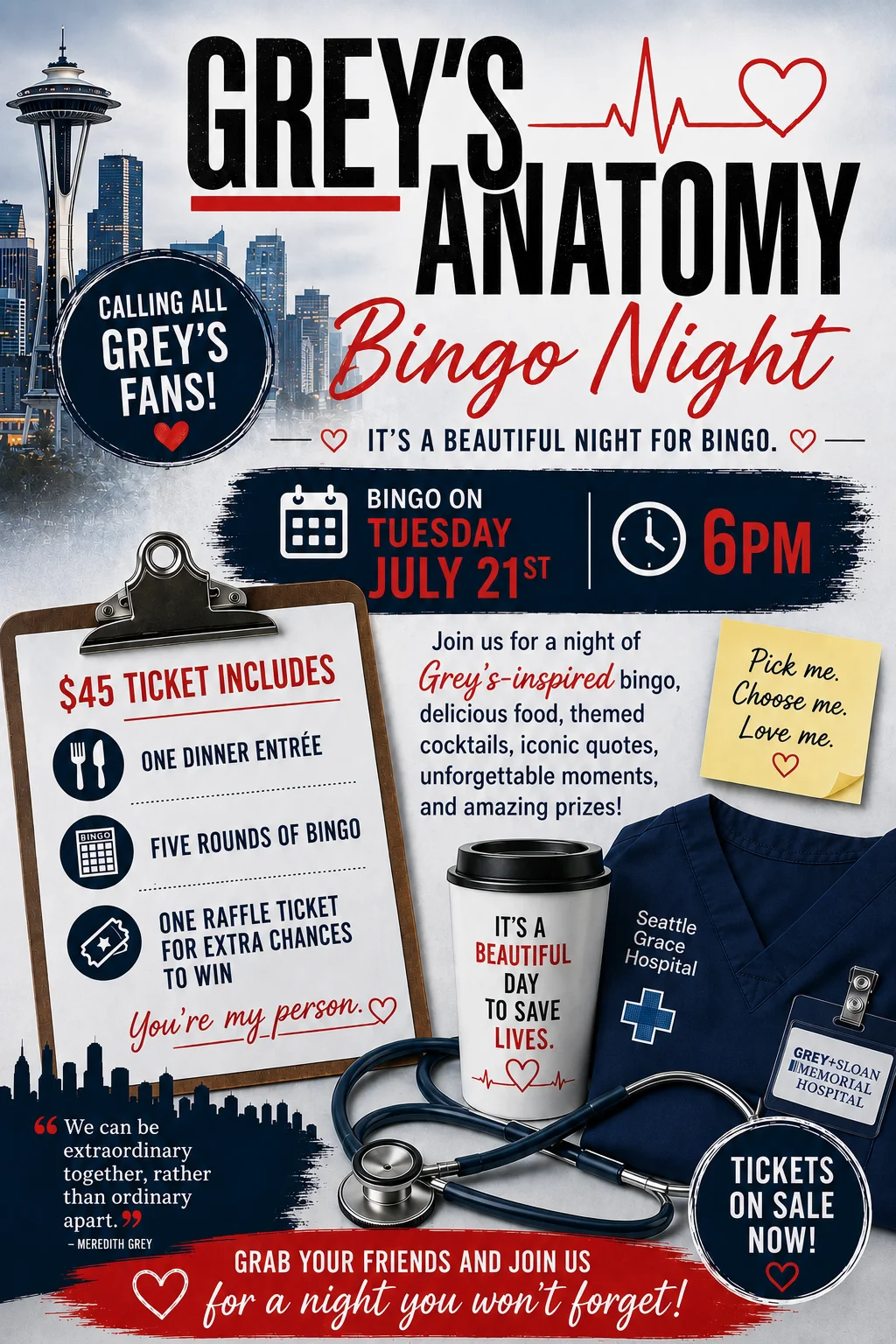 Grey's Anatomy Themed Bingo