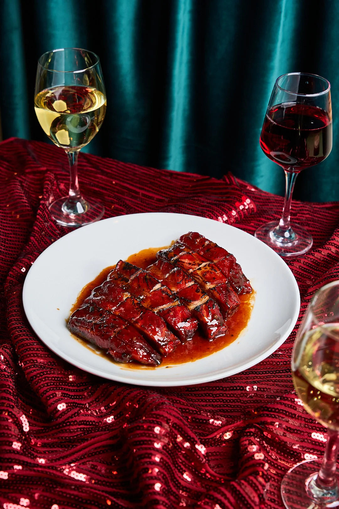 Chinese char siu pork glazed with sauce