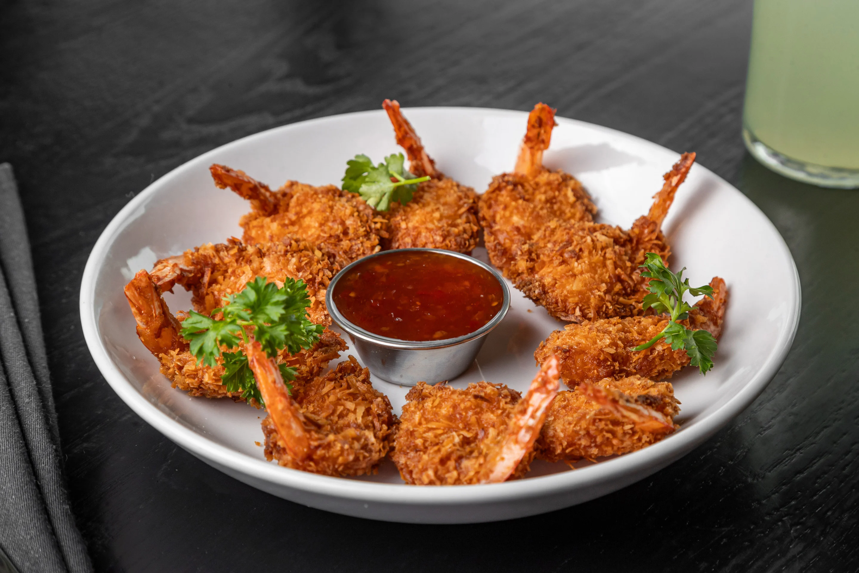 Crispy coconut shrimp with sweet chili sauce