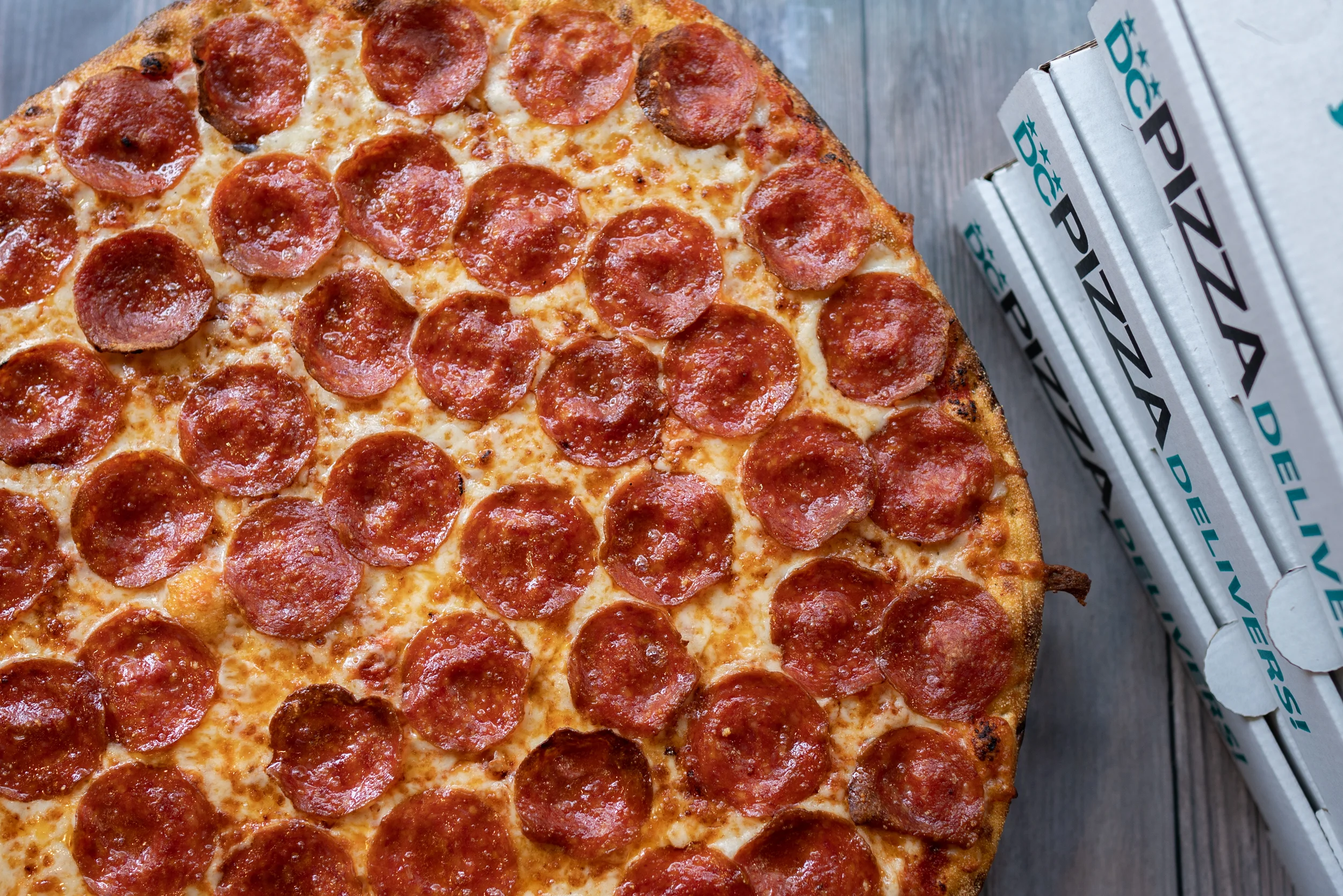Classic pepperoni pizza with a crispy crust