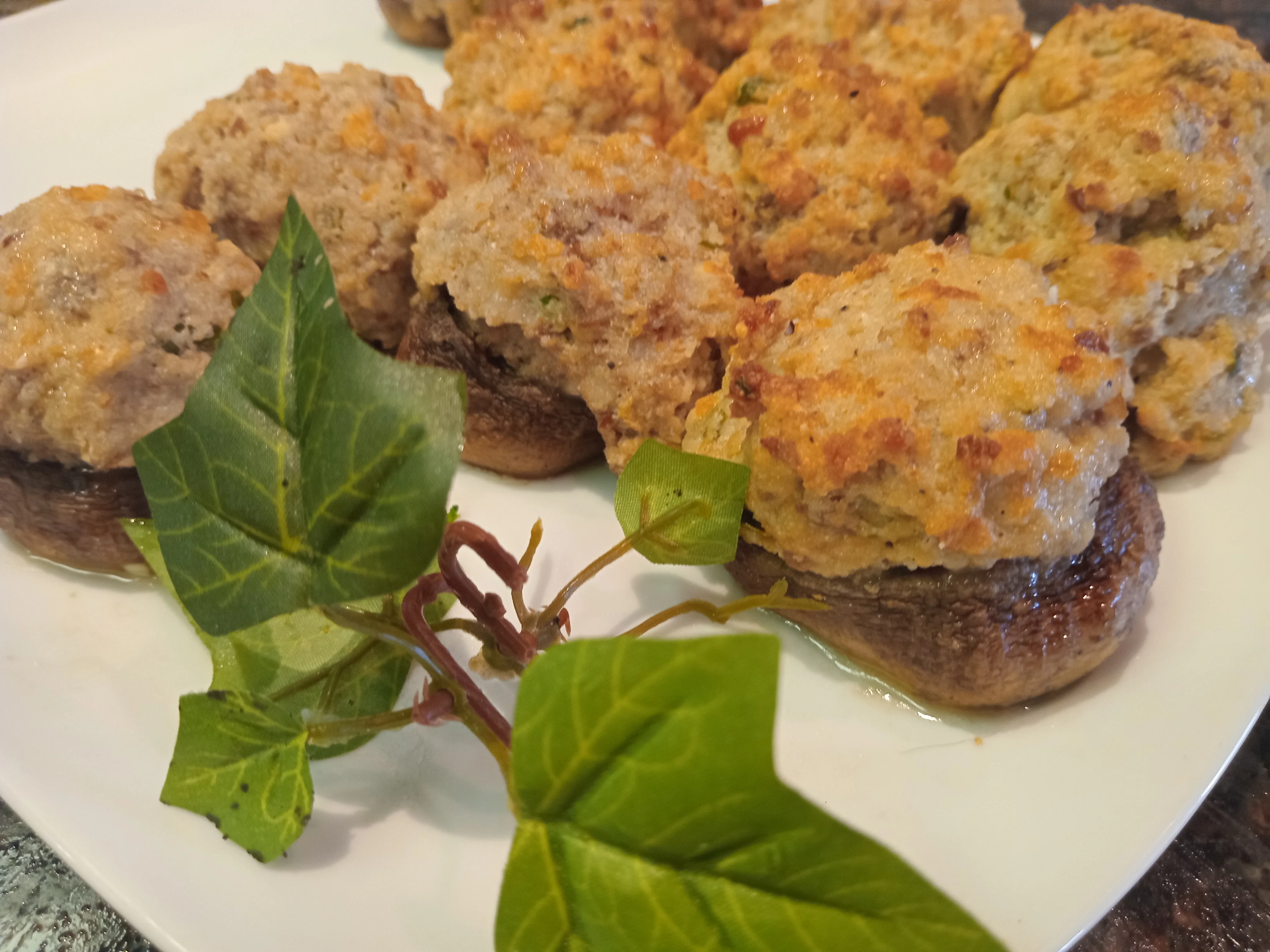 Stuffed mushrooms with savory filling, a classic appetizer