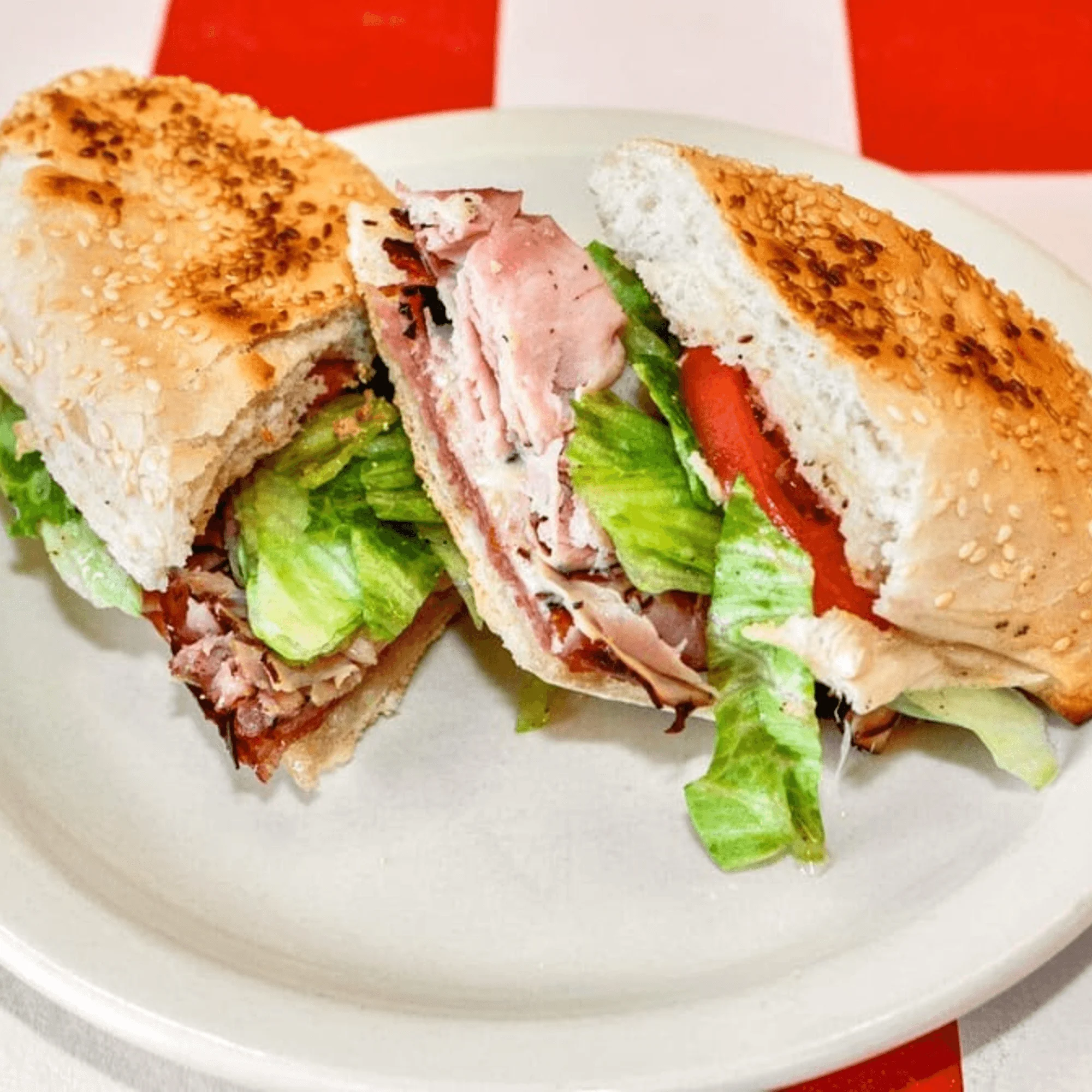 A sandwich cut in half