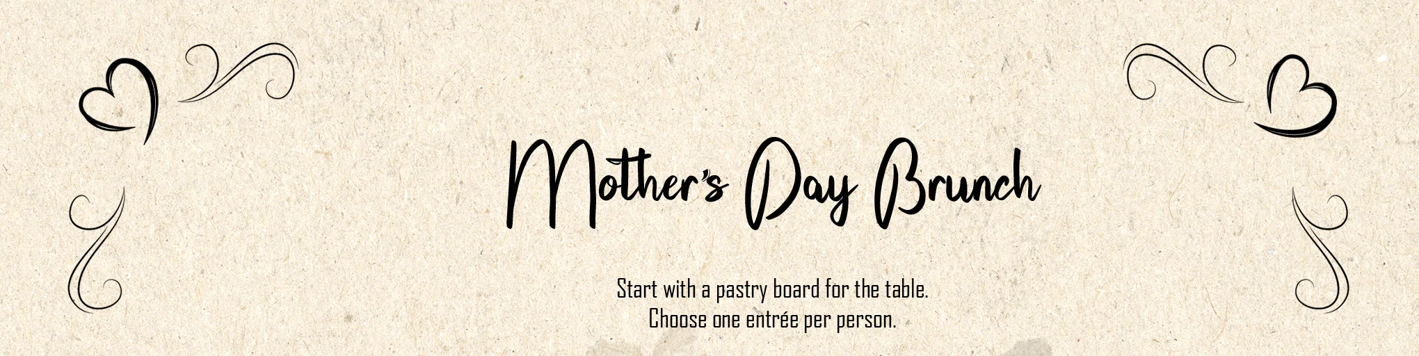 Mother's Day brunch menu featuring diverse dishes