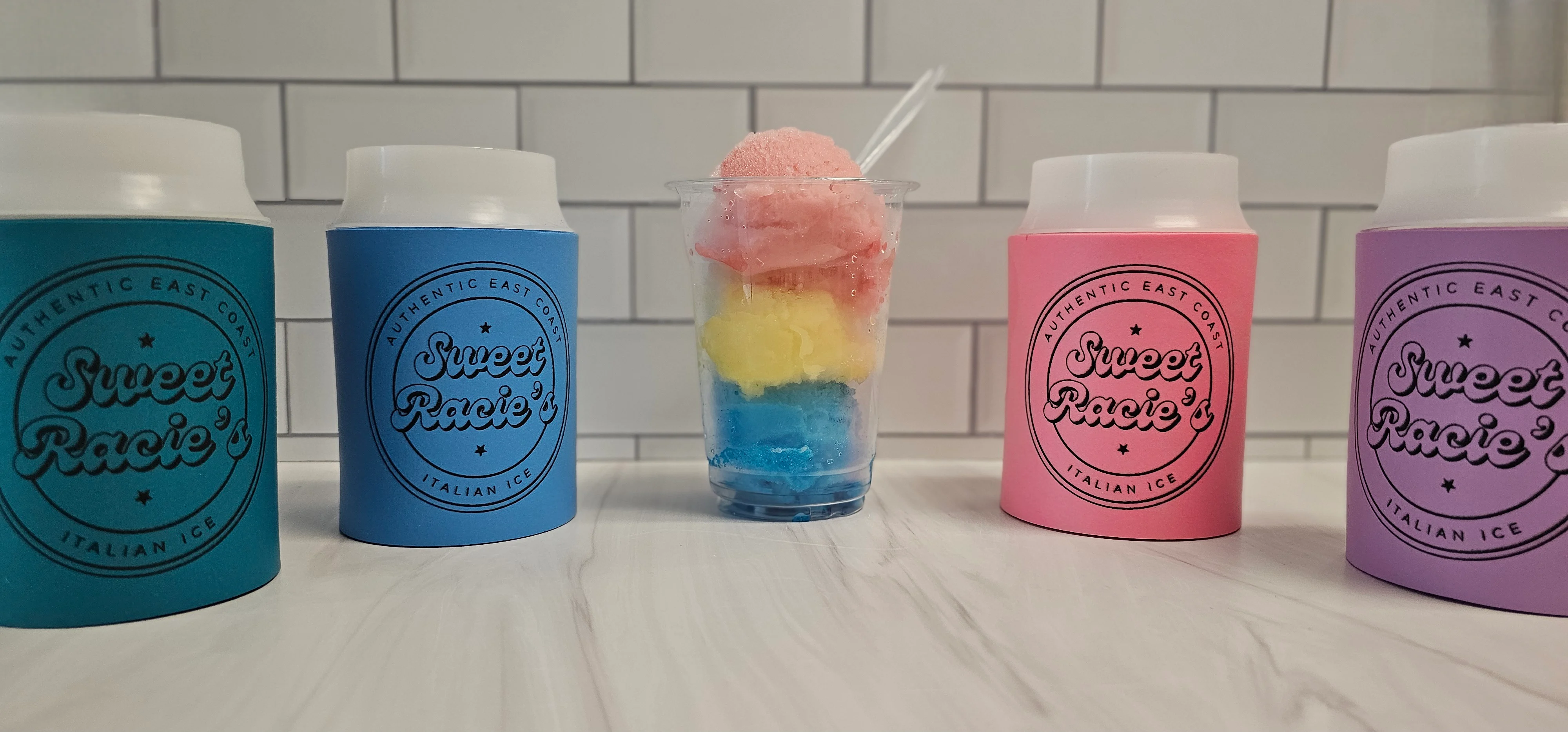 Colorful Italian ice cups from Sweet Racie’s