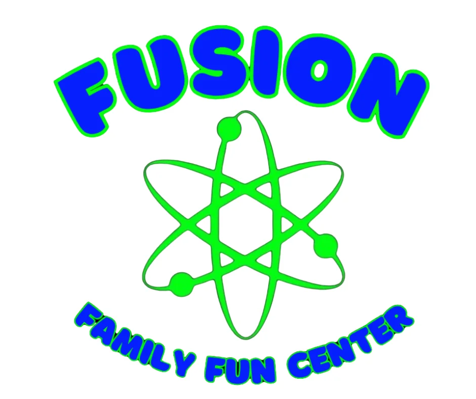 Logo of Fusion Family Fun Center with atomic design