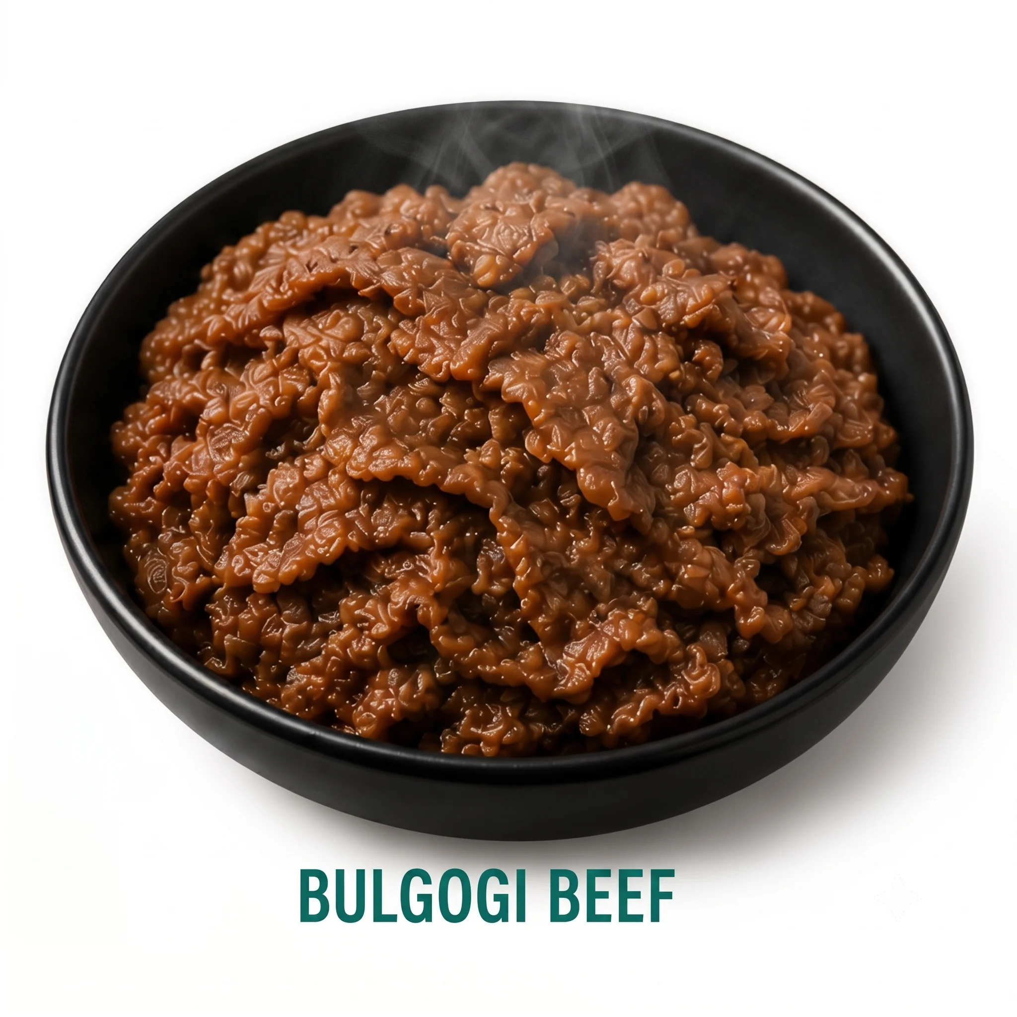 Bowl of bulgogi beef with steam rising, showcasing a savory dish.