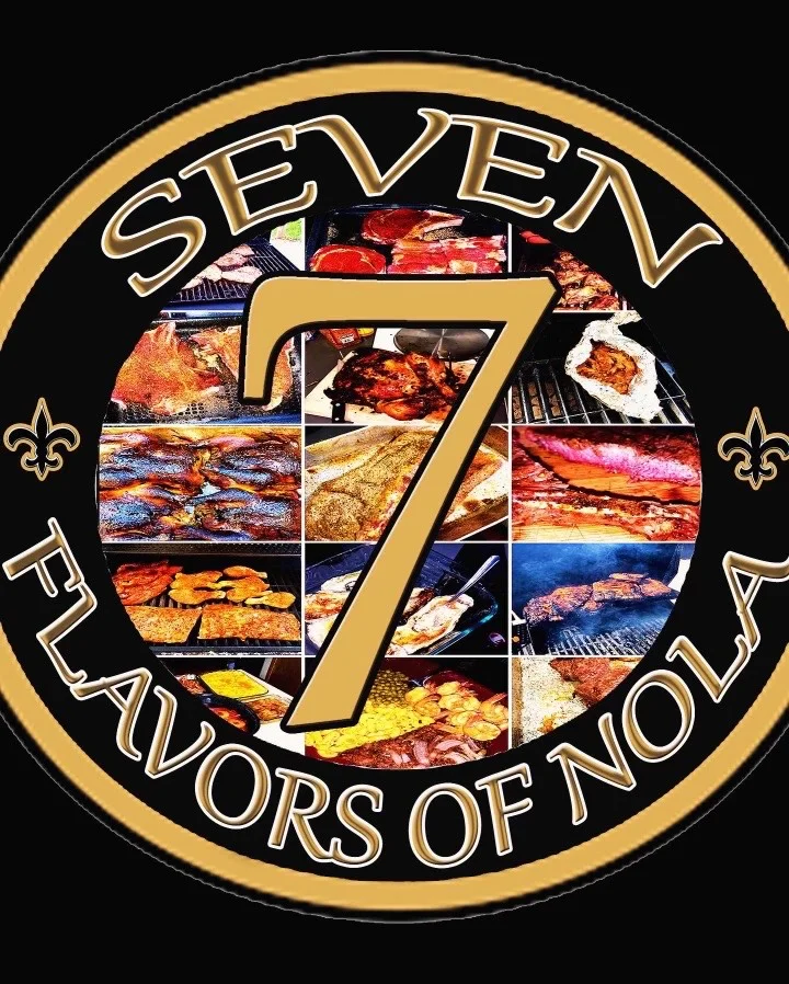 Logo of Seven Flavors of NOLA featuring various grilled dishes