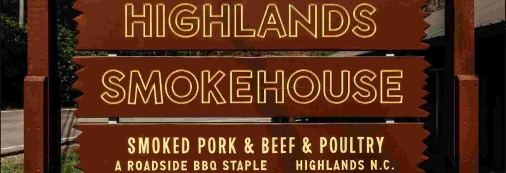 Highlands Smokehouse BBQ sign in North Carolina