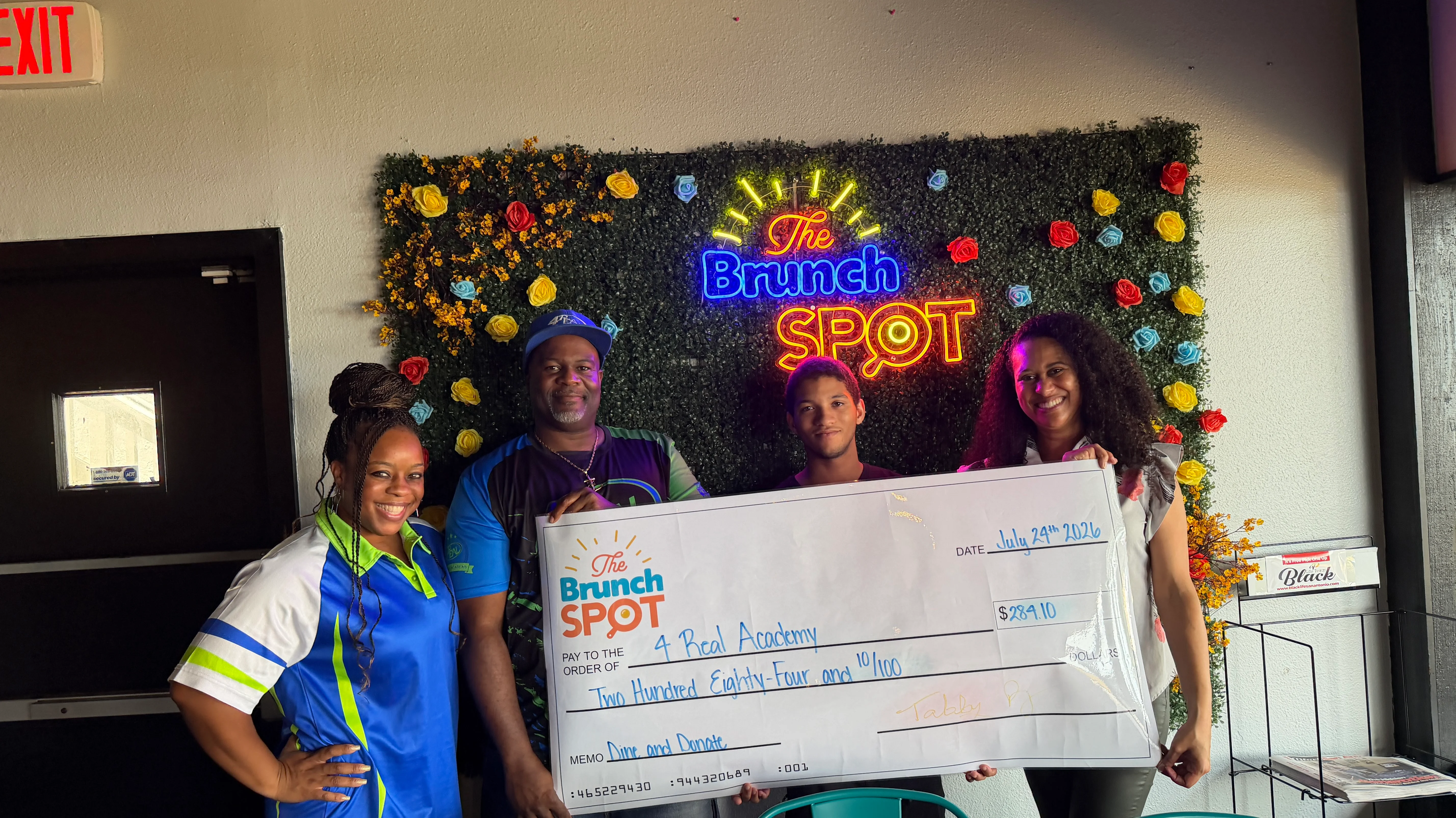 Promotional graphic for Dine & Donate event at The Brunch Spot
