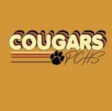 Cougars logo design for PCHS on a golden background