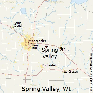 Map highlighting Spring Valley, Wisconsin location