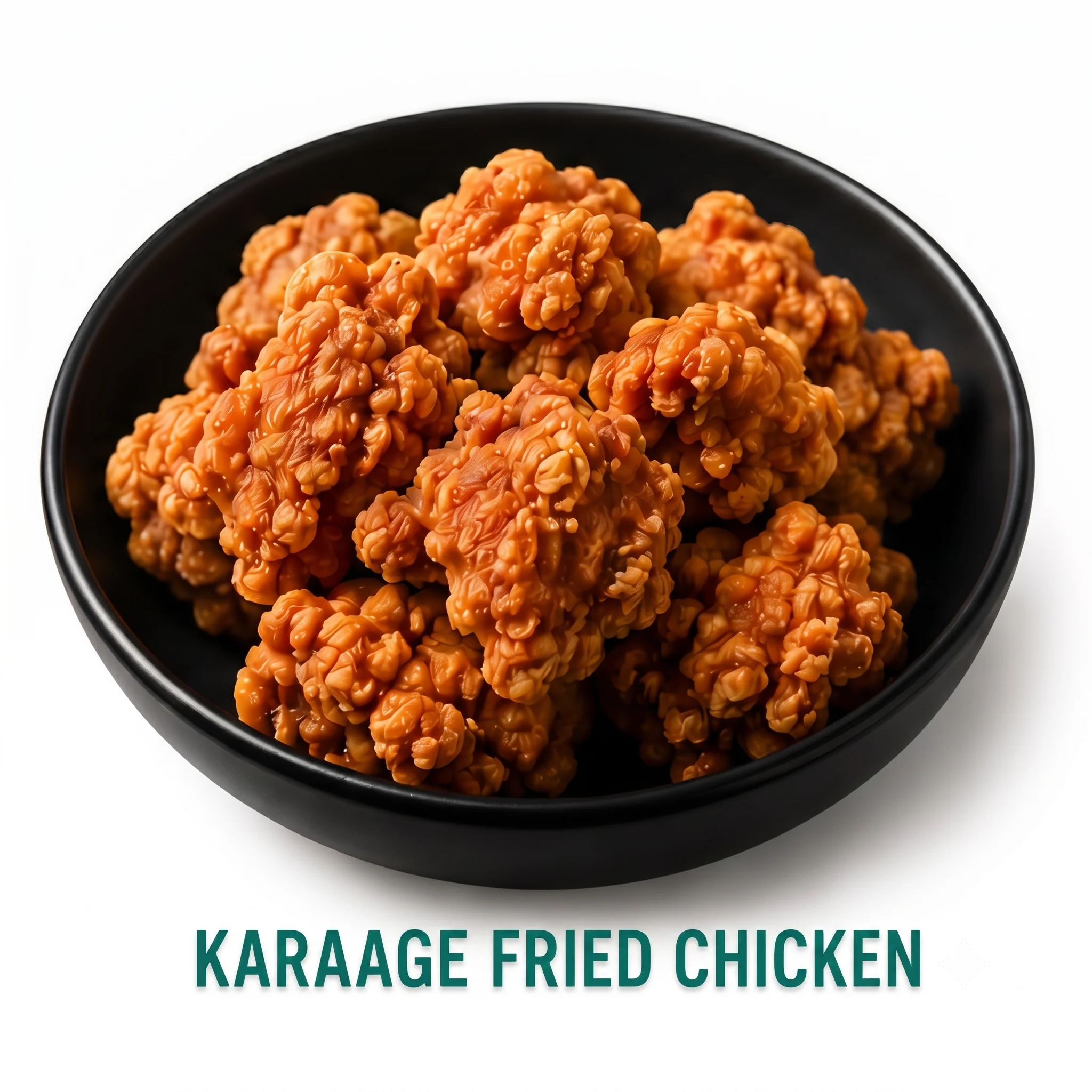 Bowl of karaage fried chicken, golden and crispy.