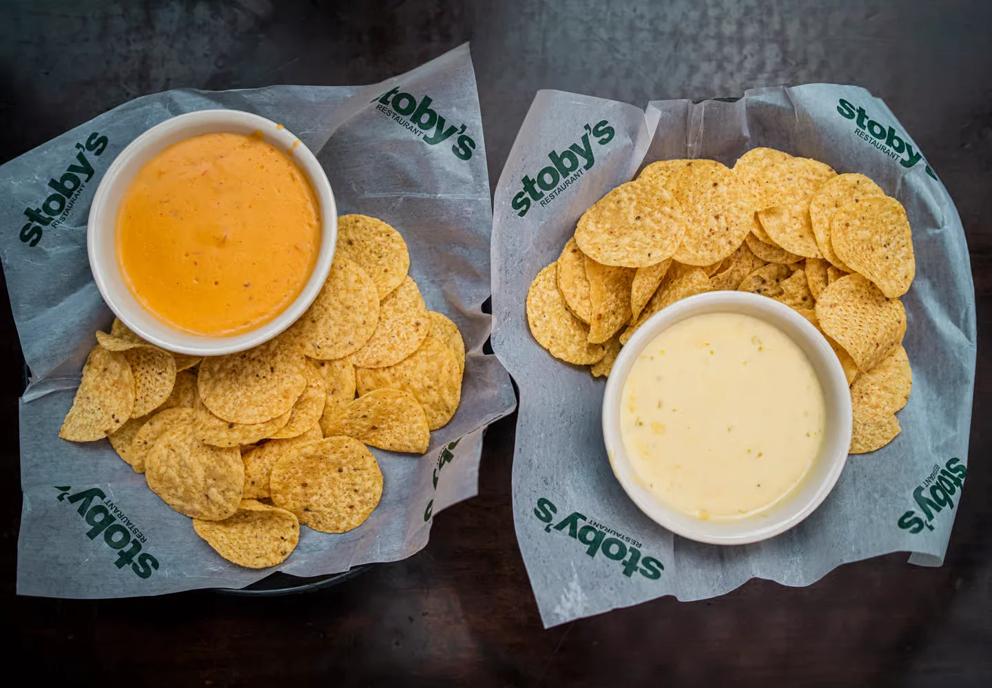 Chips and fresh made queso from Stoby's