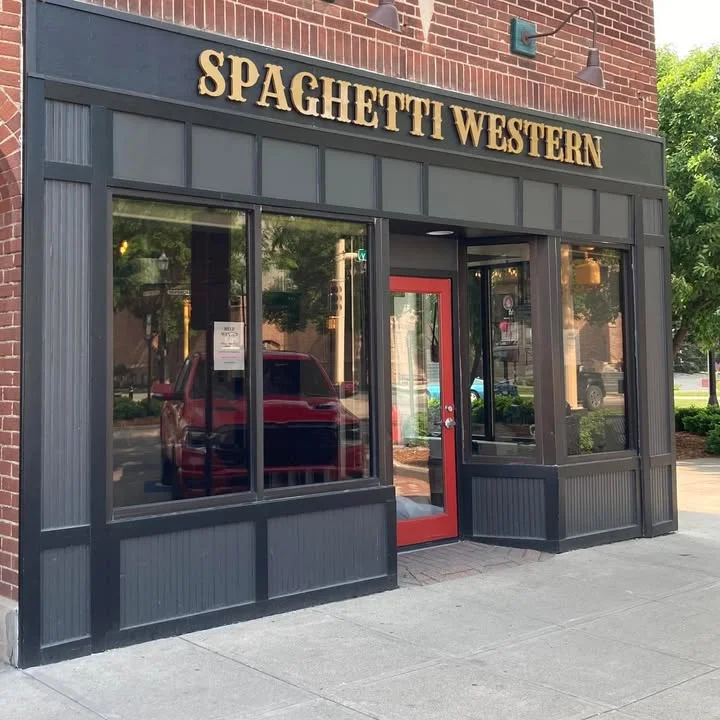 Exterior view of Spaghetti Western restaurant with large windows