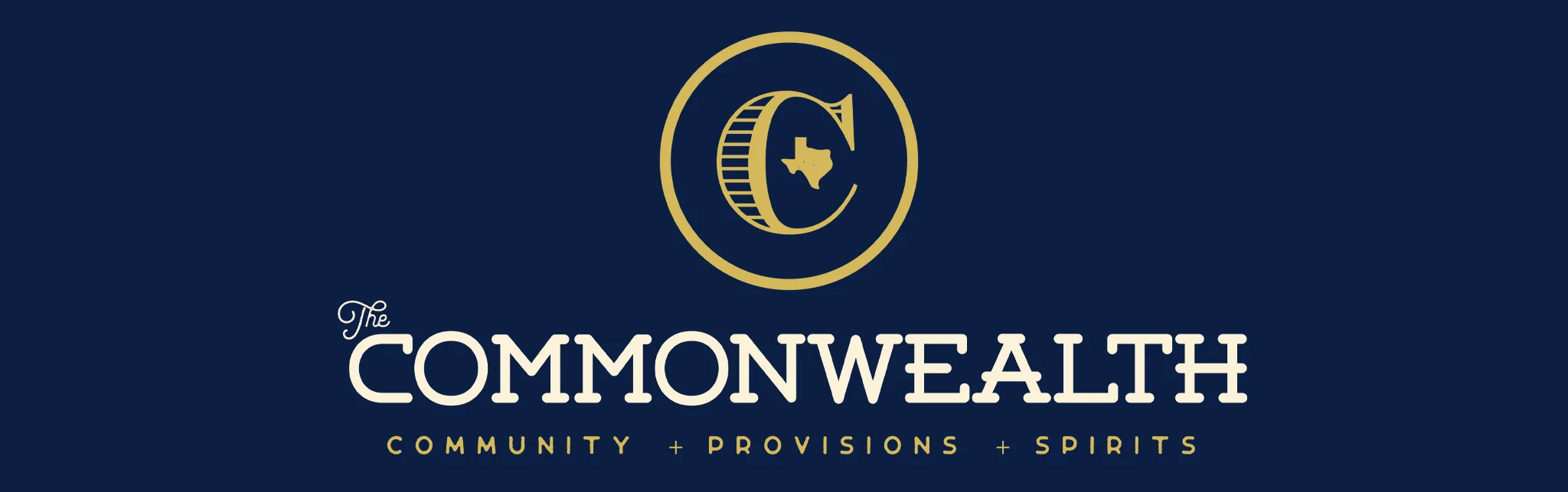 Logo of The Commonwealth restaurant featuring community and spirits