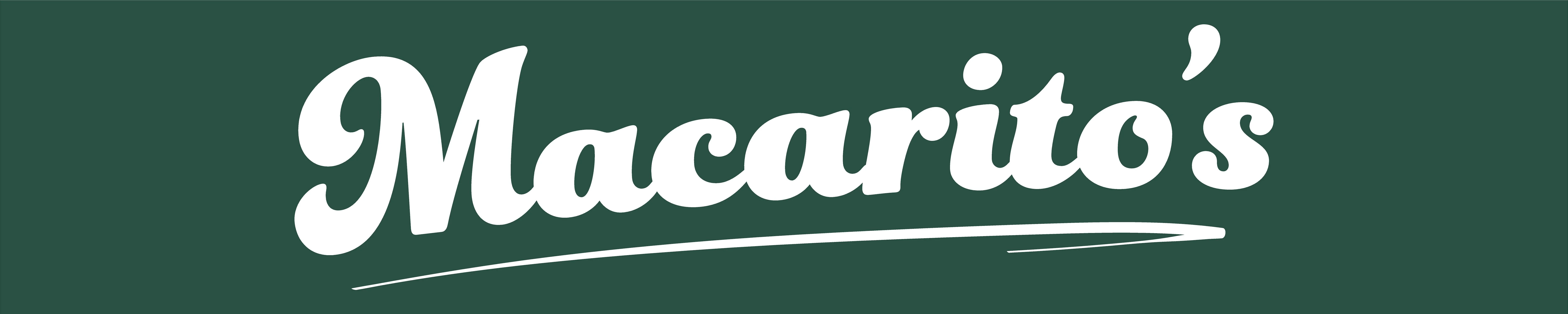 Logo of Macarito's restaurant on a green background