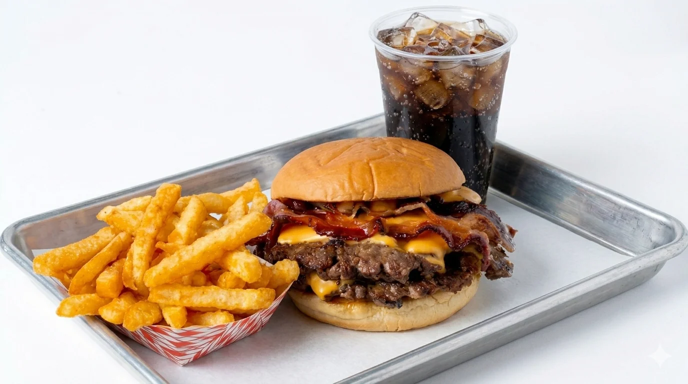 Delicious maple syrup combo meal with pancakes and toppings