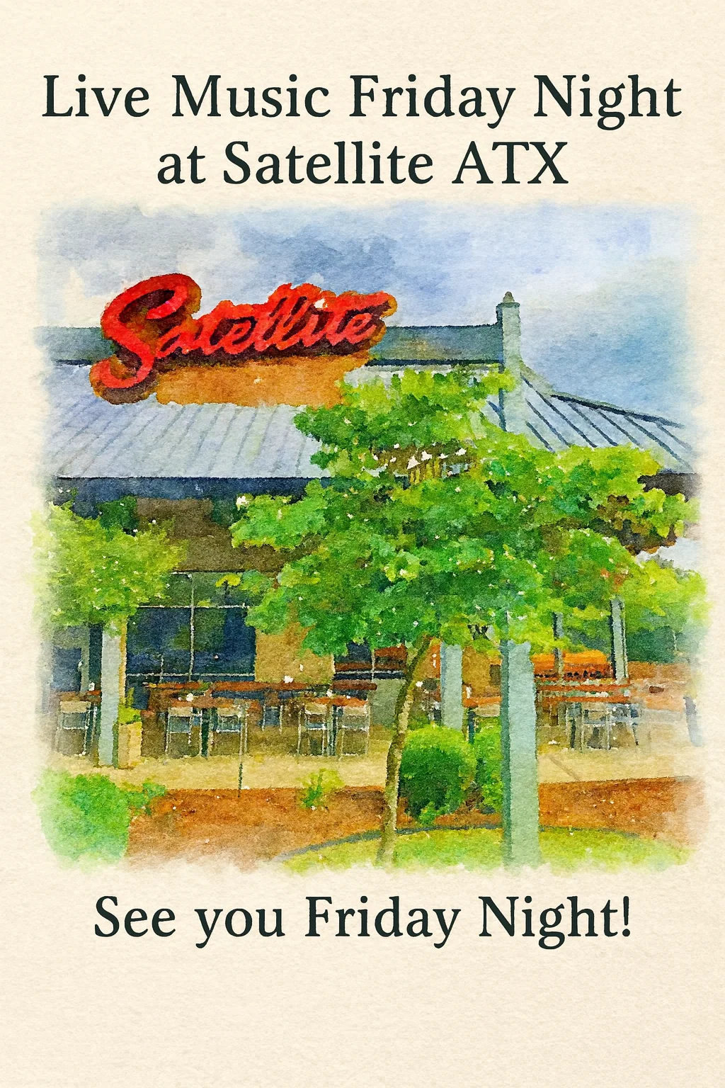 Live music event at Satellite ATX restaurant