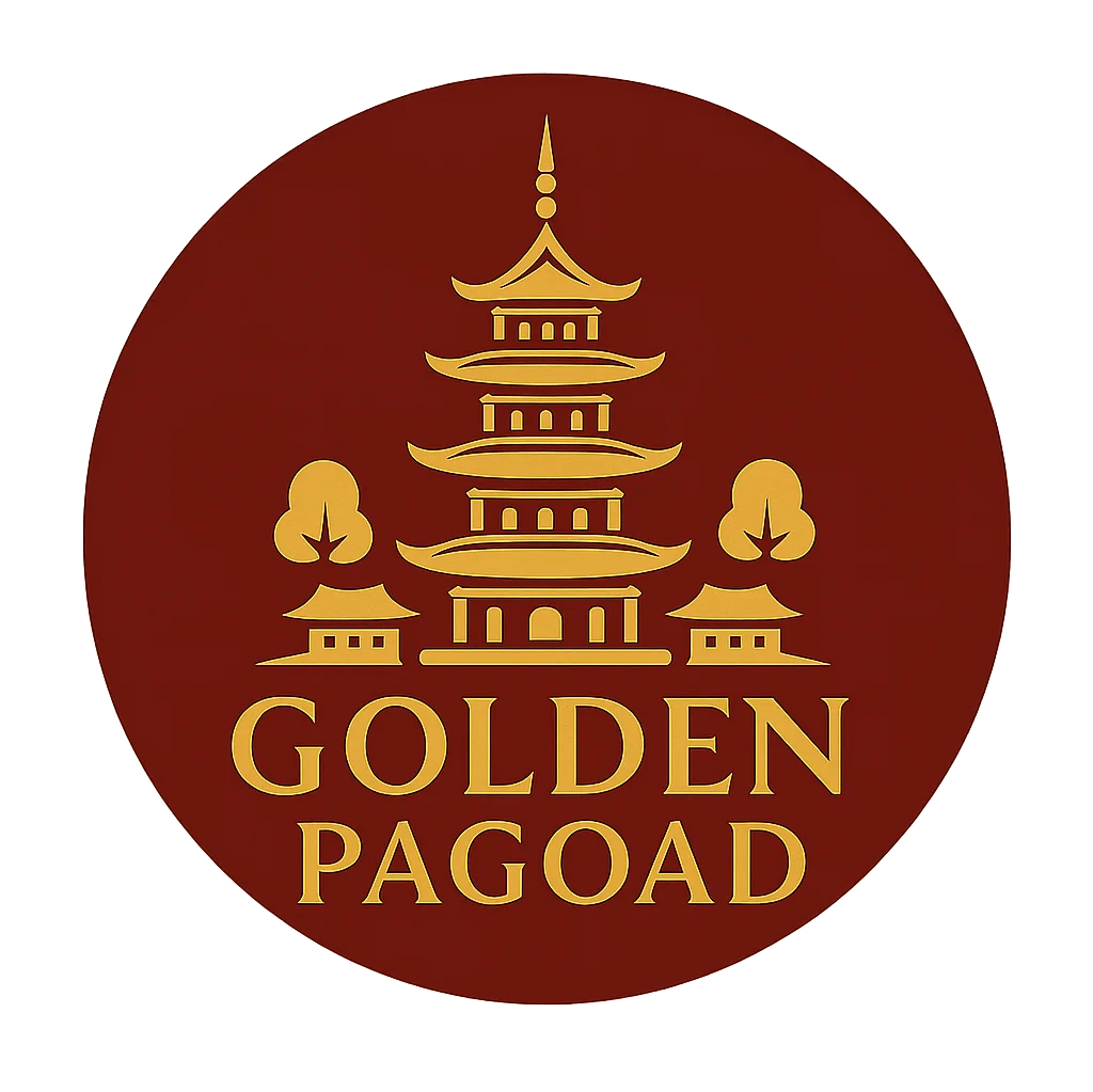 Logo of Golden Pagoad restaurant featuring a pagoda design