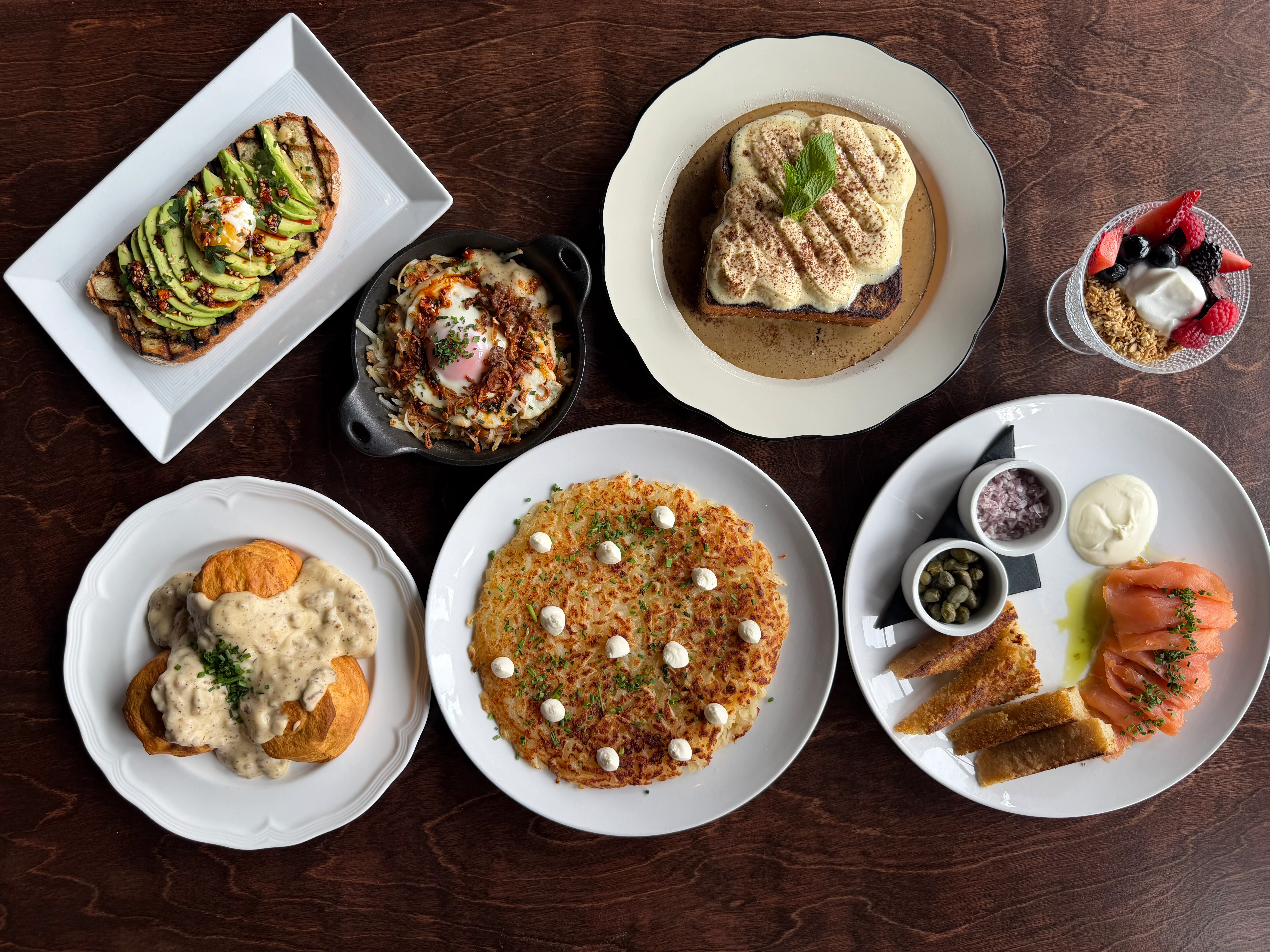 A beautifully arranged plate of gourmet food with vibrant colors.