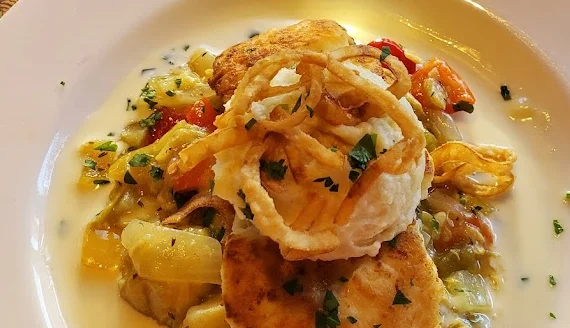 Southern-style fried catfish with creamy sauce