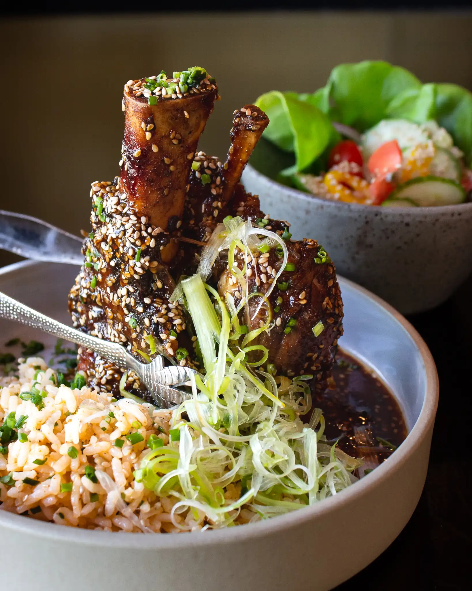 pork shank dinner specials date night lettuce rice cucumber